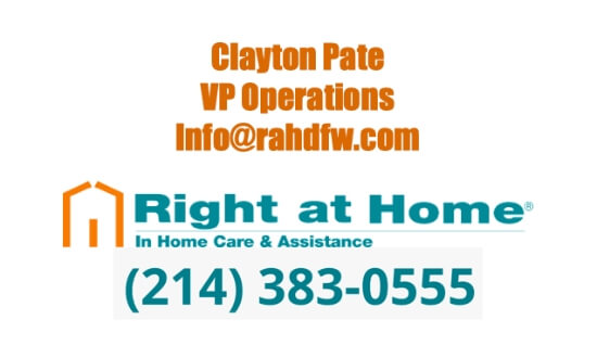 Clayton Pater, Right at Home business card